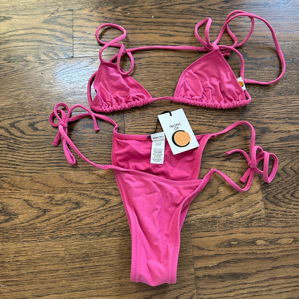 Tropic of C Pink Bikini Set m bottom xs top NWT